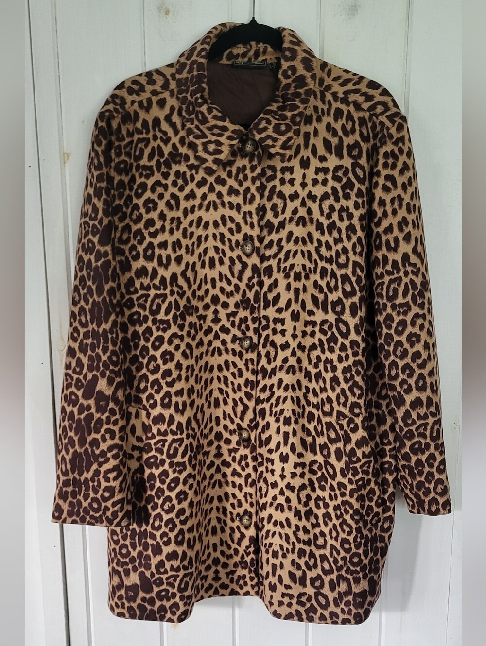 DG2 by Diane Gilman Leopard Print Faux Suede Car Coat